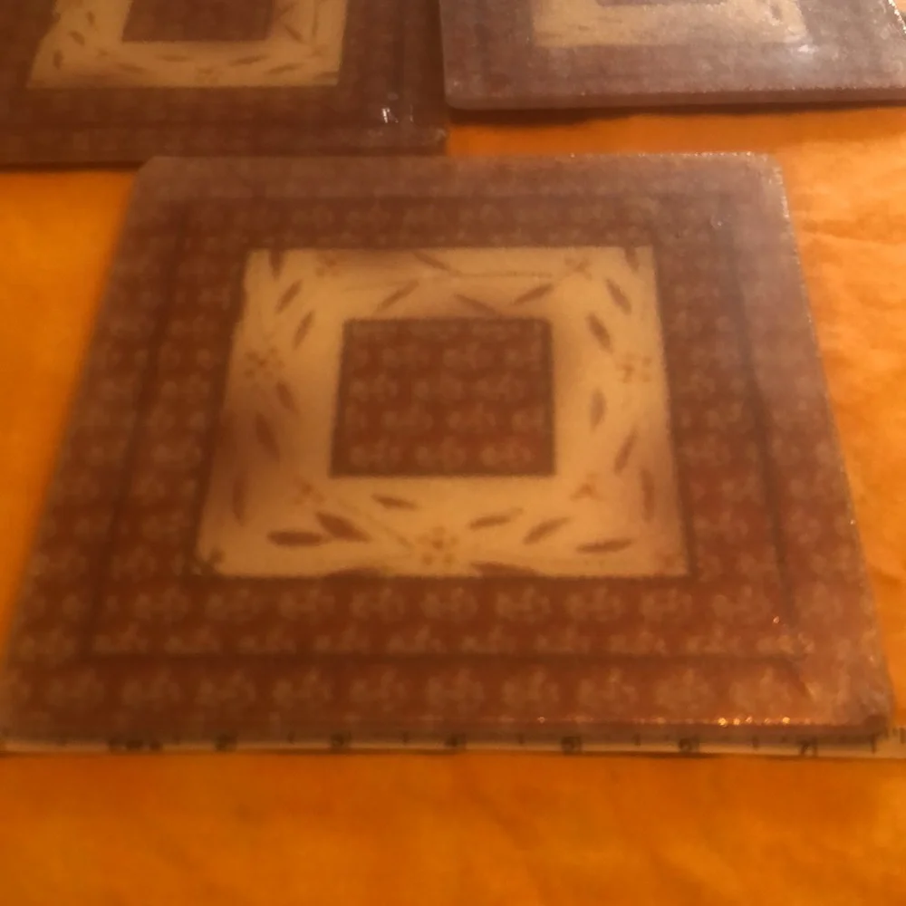 New in Wrappings Temptations Old World -  Set Of 3 Red Glass Trivets
